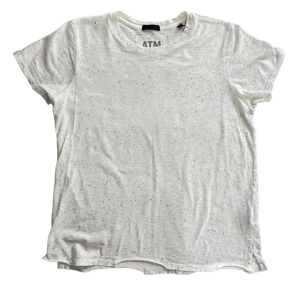 ATM Schoolboy Splatter Print Pima Cotton Distressed Hem Tee women Size S-M - Picture 2 of 12